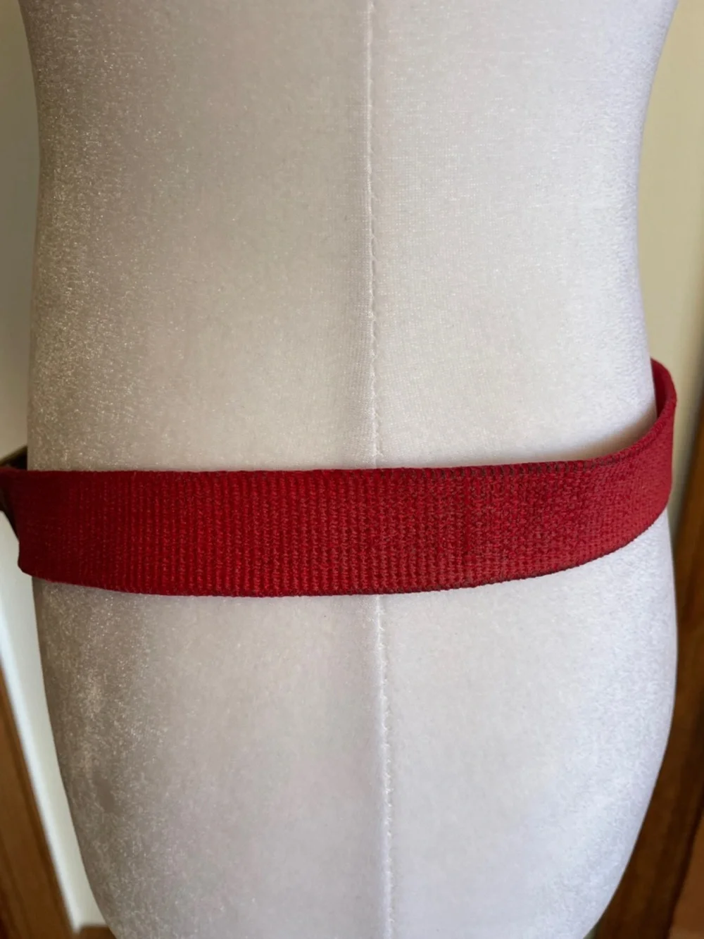 COACH Vintage Red Canvas Belt Brown Leather Trim and Brass Buckle 34